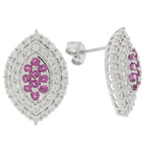 Elegant sterling silver earrings featuring pink gemstones and intricate detailing for a sophisticated look.